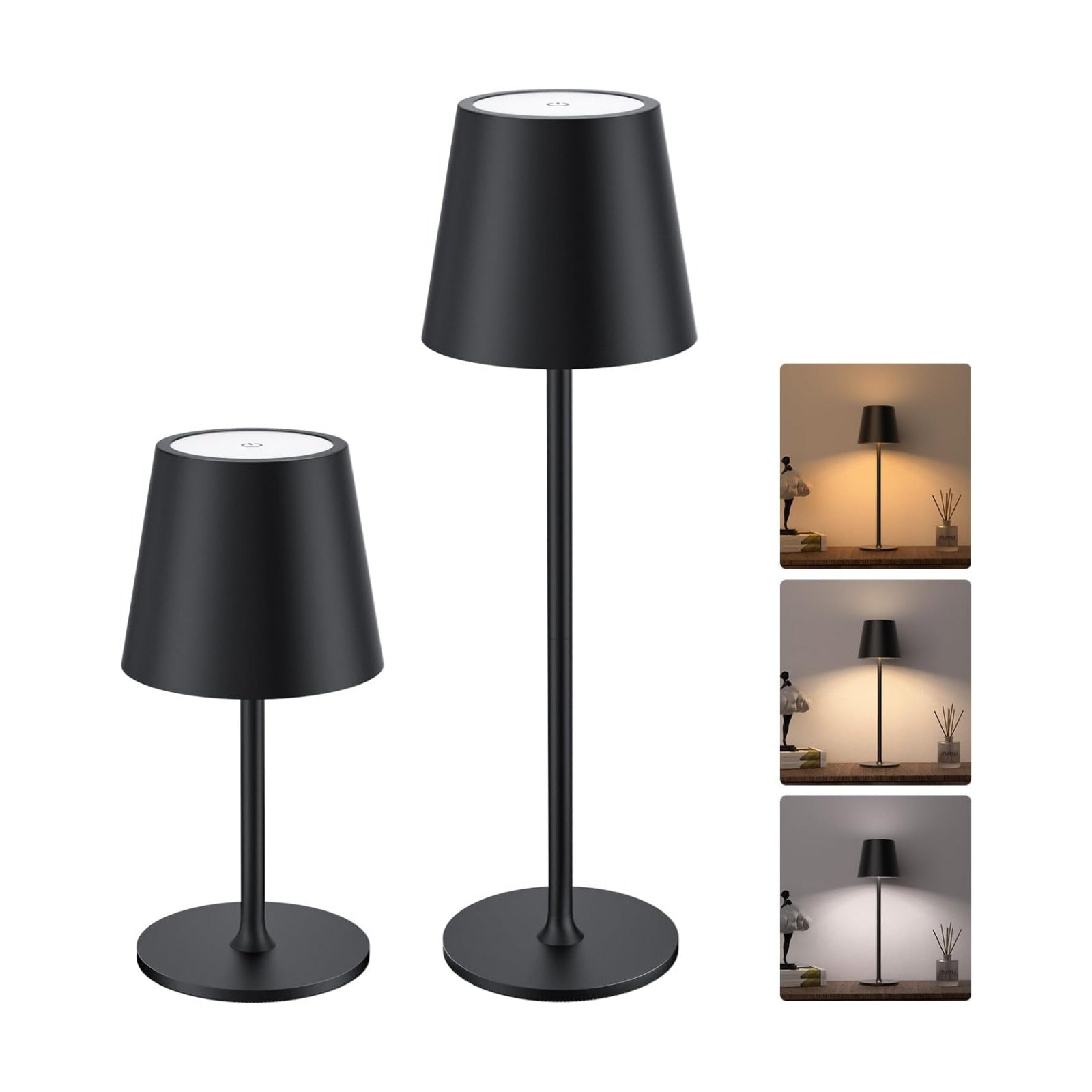 JACKYLED Cordless Table Lamps Rechargeable, 3 Adjustable Height, 5000 Capactiy Operated, 3 Colors Smooth Dimming