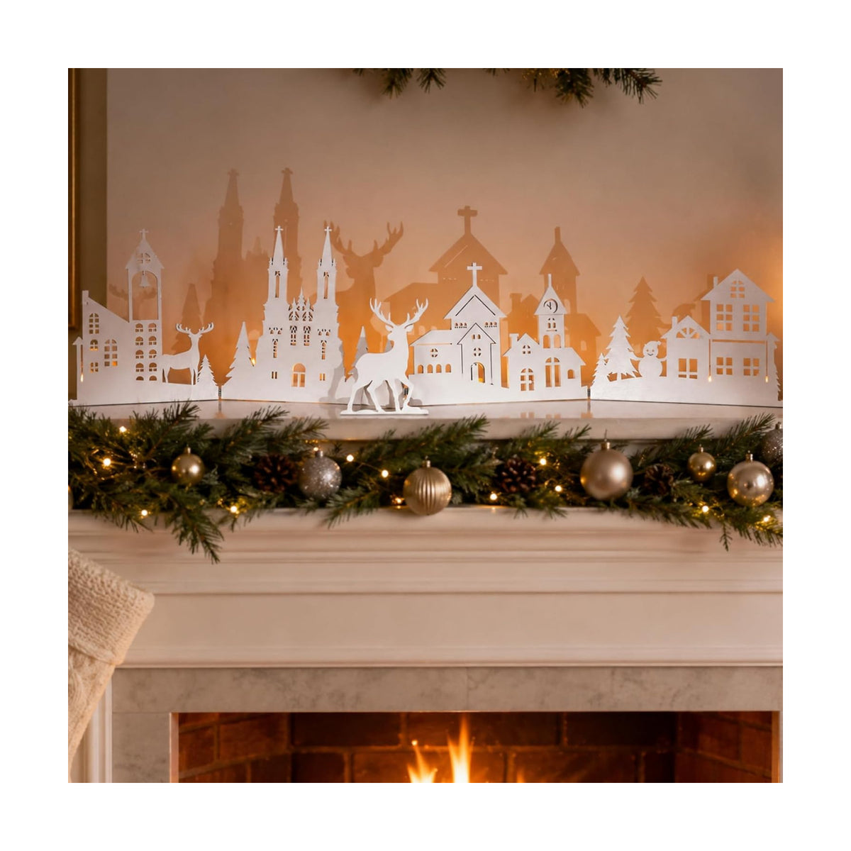 Colingmill 32'' Christmas Tabletop Wooden Decor Church Xmas Tree Elk Sign