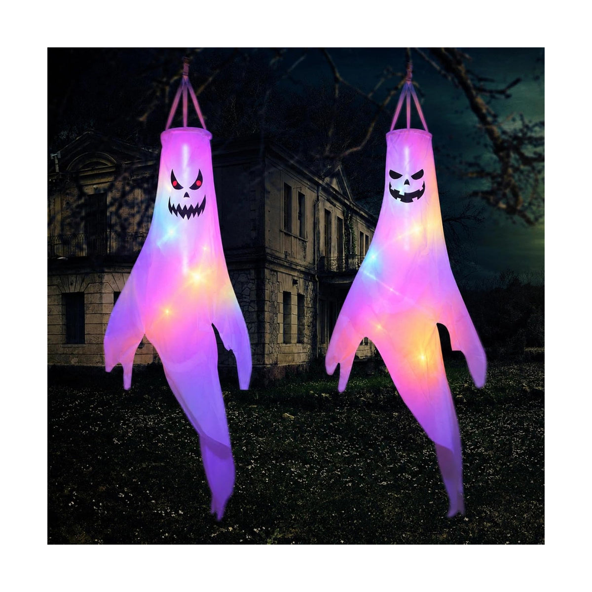Halloween Ghost Decorations Outdoor, Hanging Ghosts Halloween Decor Spooky