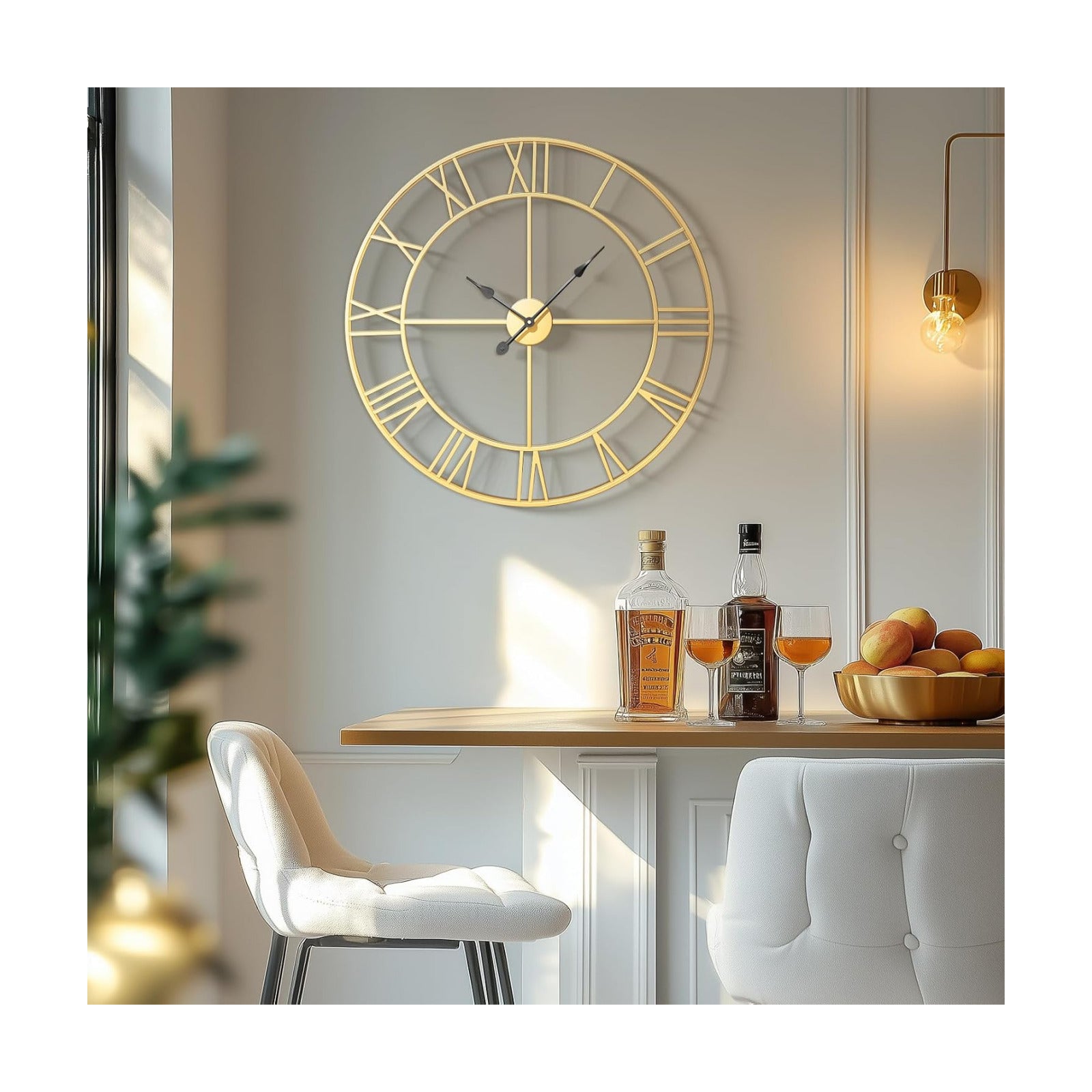 Cuspin Large Gold Wall Clock 30 Inch Decorative Wall Clocks for Living Room | Battery operated, Silent non ticking