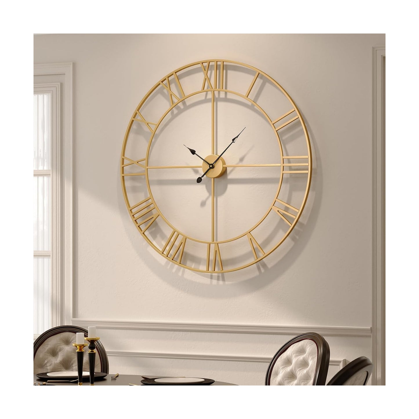 Cuspin Large Gold Wall Clock 36 Inch Decorative Wall Clocks for Living Room | Battery operated, Roman numerals, silent