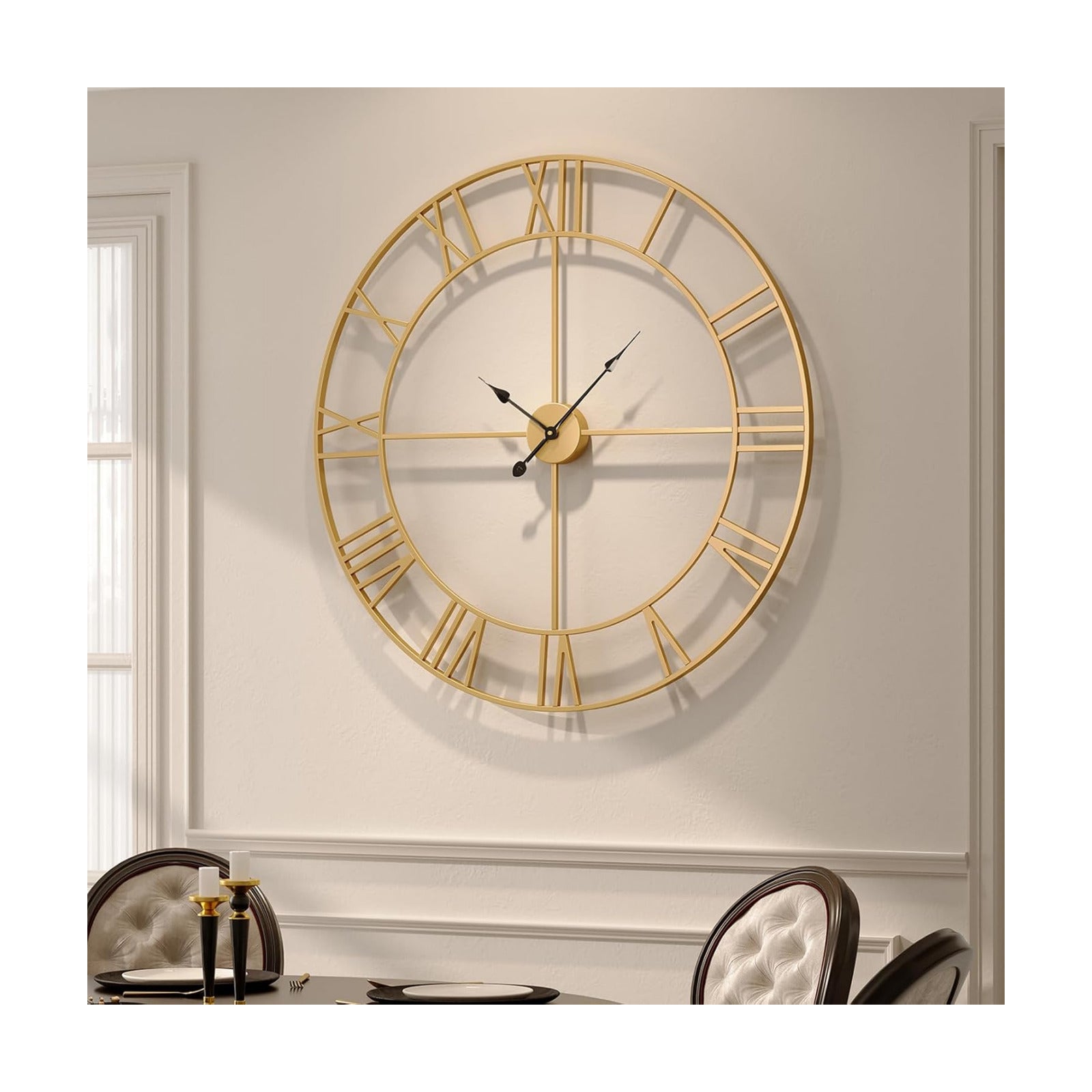 Cuspin Large Gold Wall Clock 36 Inch Decorative Wall Clocks for Living Room | Battery operated, Roman numerals, silent