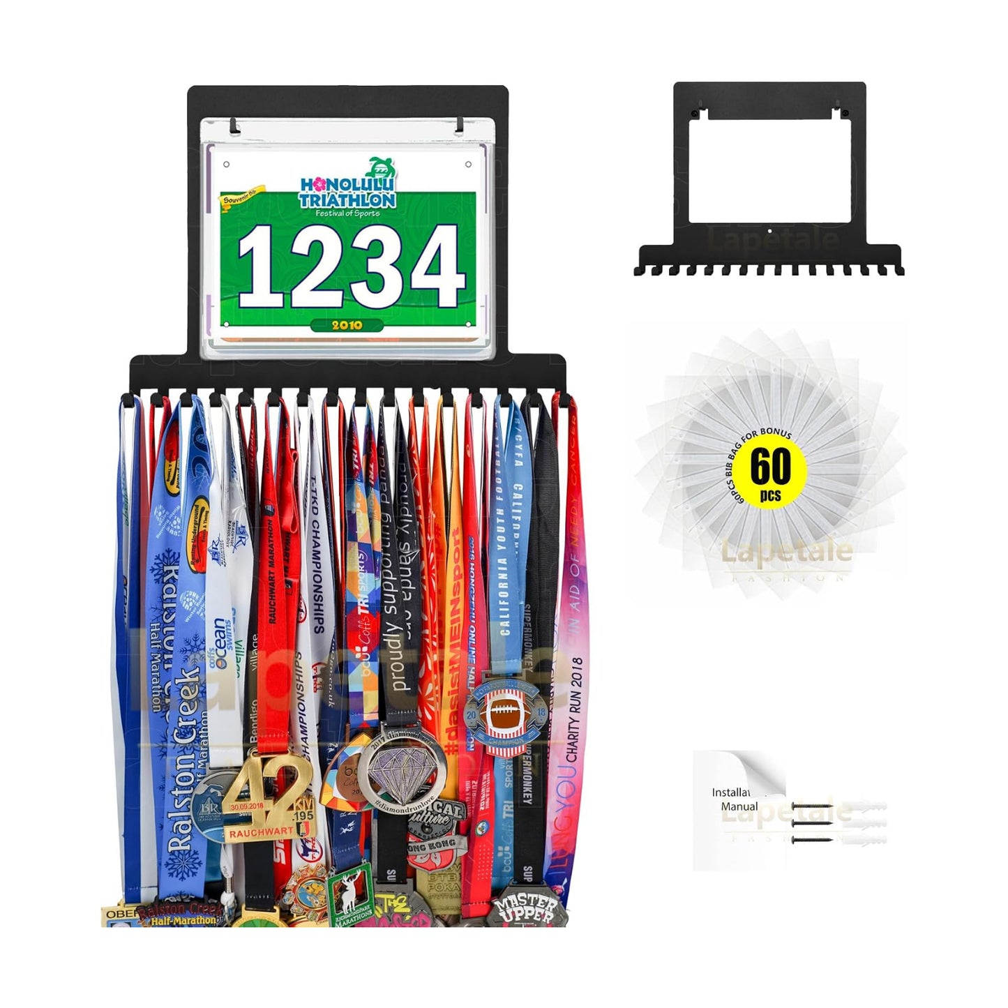 Race Medal and Bib Display,Running Bib and Medal Display and Runner Medal Hanger Display,Medal and Bib Hanger Display