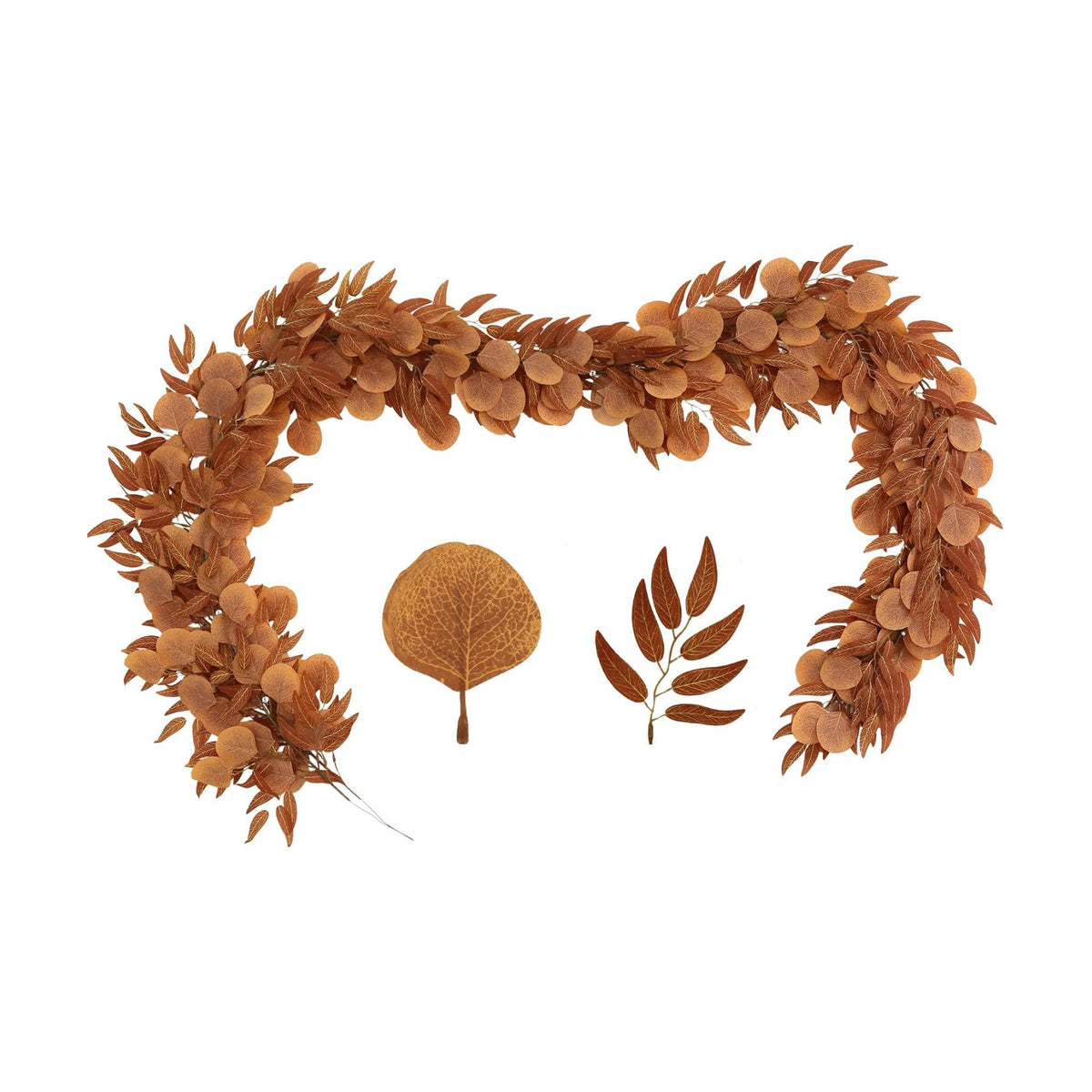 GREENTIME 2Pack 6.5Ft Fall Artificial Eucalyptus Garland with Willow Leaves
