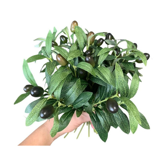 Faux Olive Branches for Vase 11.4'' Fake Plant Olive Tree Branches Artificial Greenery / Set of 12