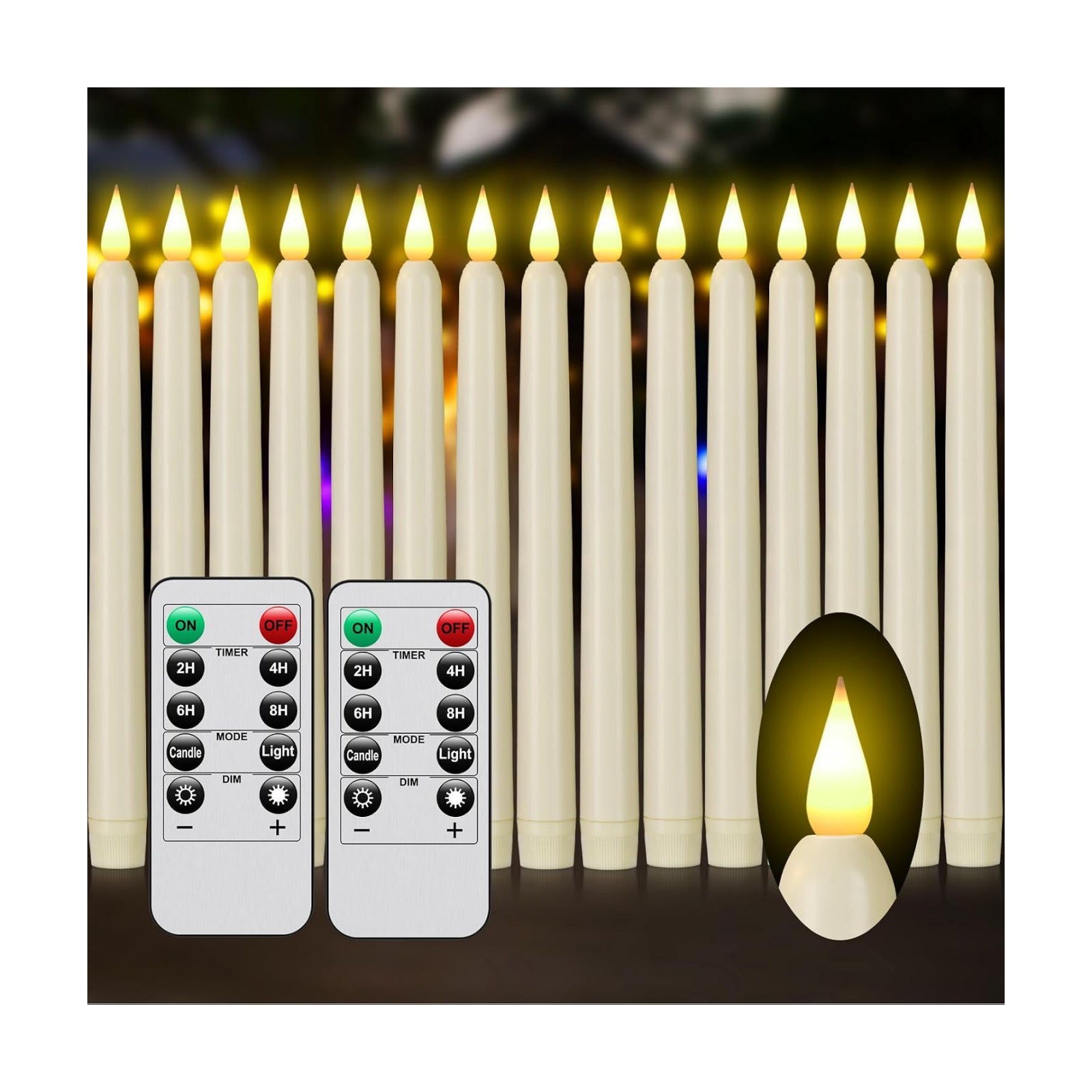 Flameless Taper Candles with Remote Control and Timer, Battery Operated LED Candlesticks with Flickering 3D Flame