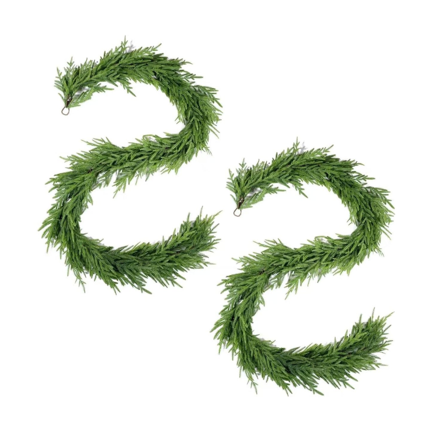 WBHome 2 PCS 9FT Real Touch Norfolk Pine Christmas Garland, Winter Greenery Garland for Christmas, Holiday Seasonal