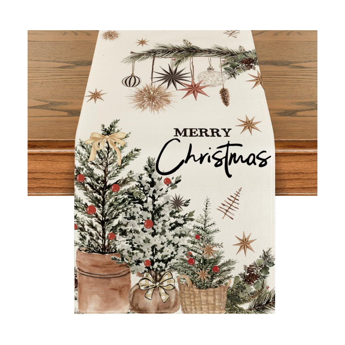 Artoid Mode Holly Pine Cone Xmas Table Runner Home Party Decor 13x36 Inch