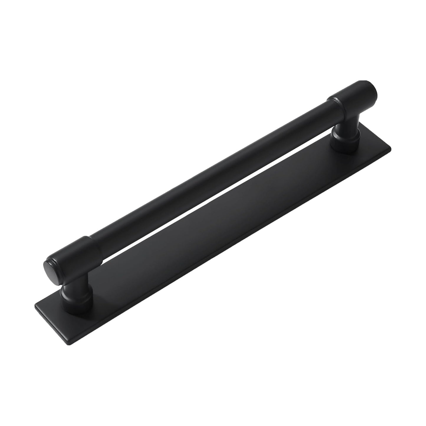 5 Pack 8 Inch(203 mm) Center to Center Black Cabinet Pull Backplate with Base Plate Zinc Solid Matte Black Kitchen