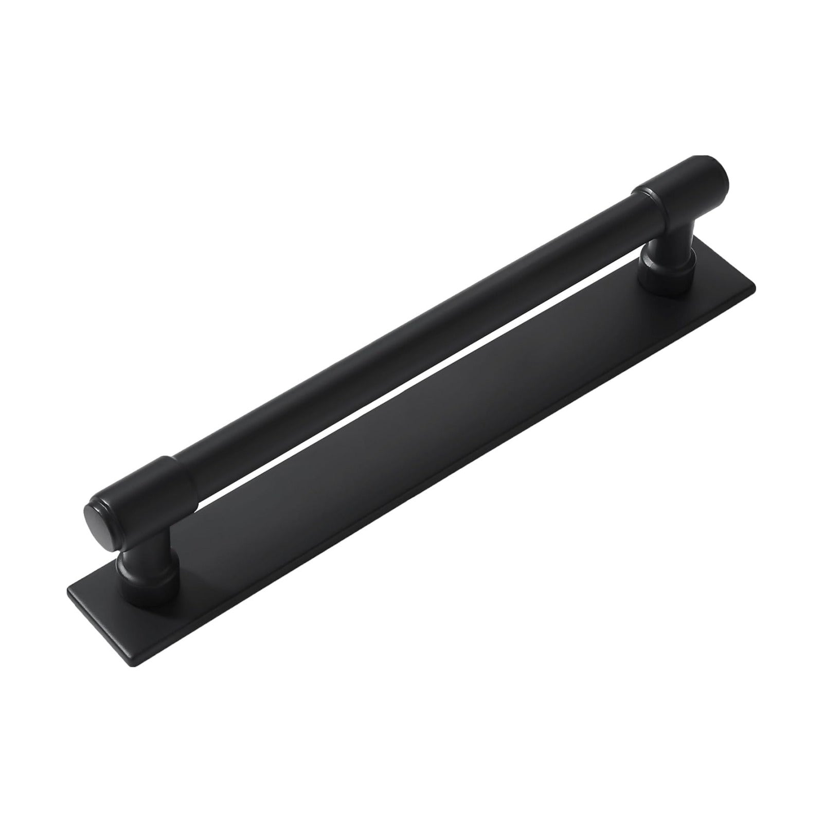 5 Pack 8 Inch(203 mm) Center to Center Black Cabinet Pull Backplate with Base Plate Zinc Solid Matte Black Kitchen