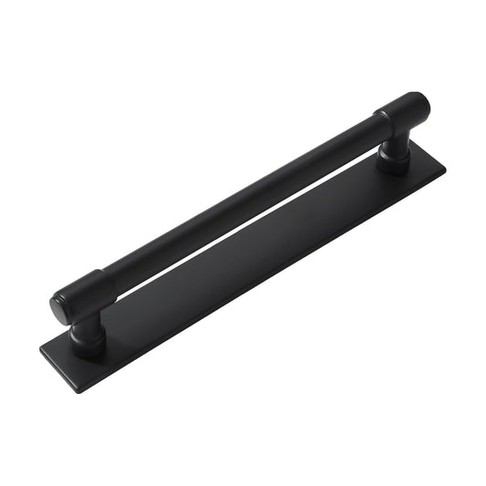 5 Pack 8 Inch(203 mm) Center to Center Black Cabinet Pull Backplate with Base Plate Zinc Solid Matte Black Kitchen