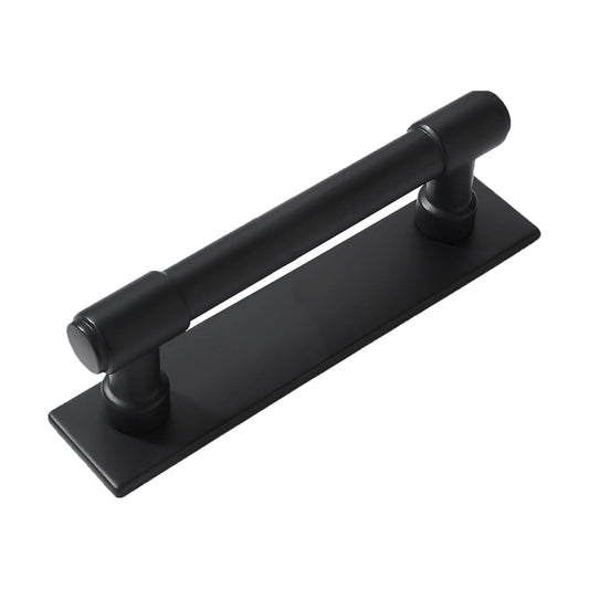 5 Pack 3 Inch(76 mm) Center to Center Black Cabinet Pull Backplate with Base Plate Zinc Solid Matte Black Kitchen