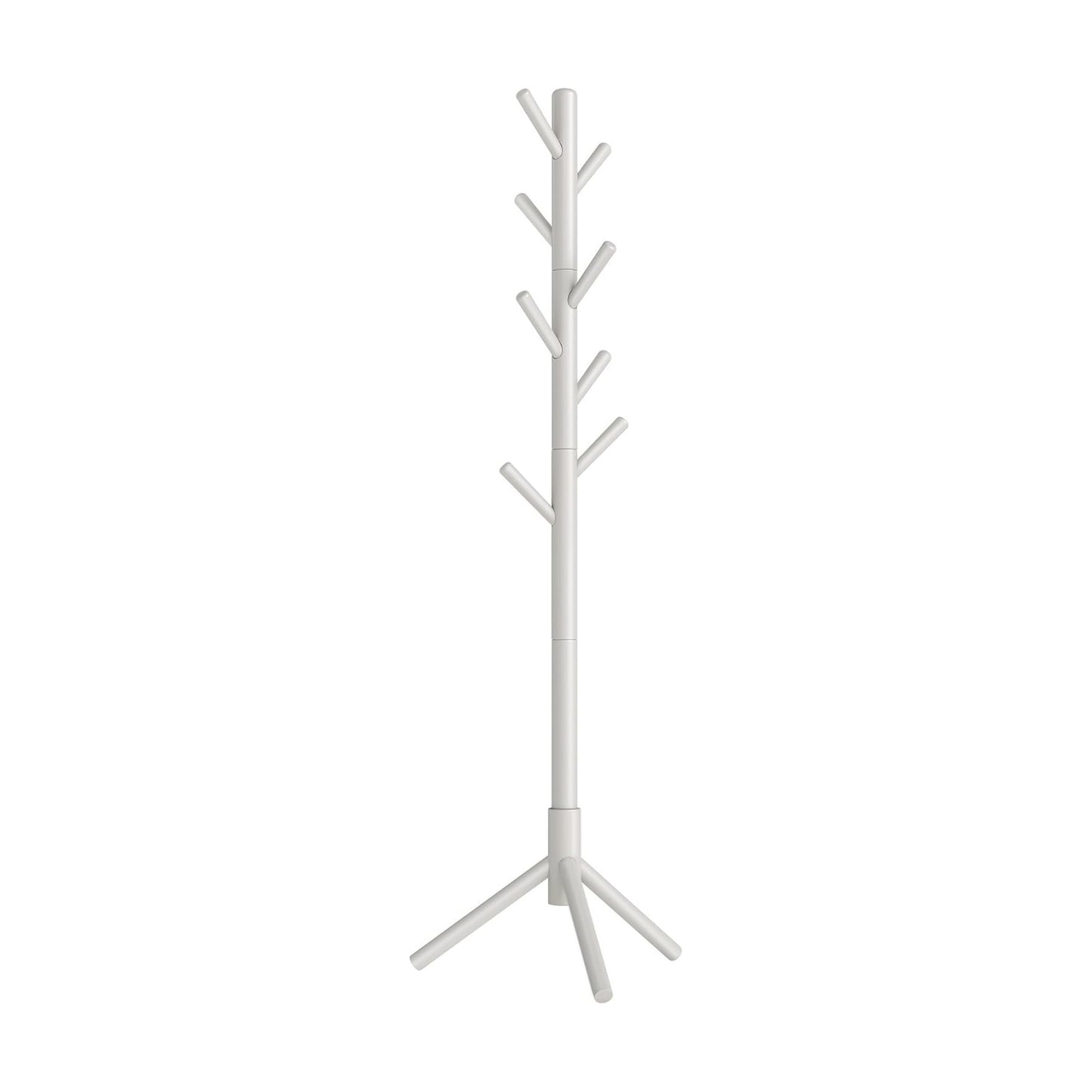 VASAGLE Solid Wood Coat Rack, Free Standing, Tree-Shaped, with 8 Hooks | Coat Tree，3 Height Options, for Clothes, Hats
