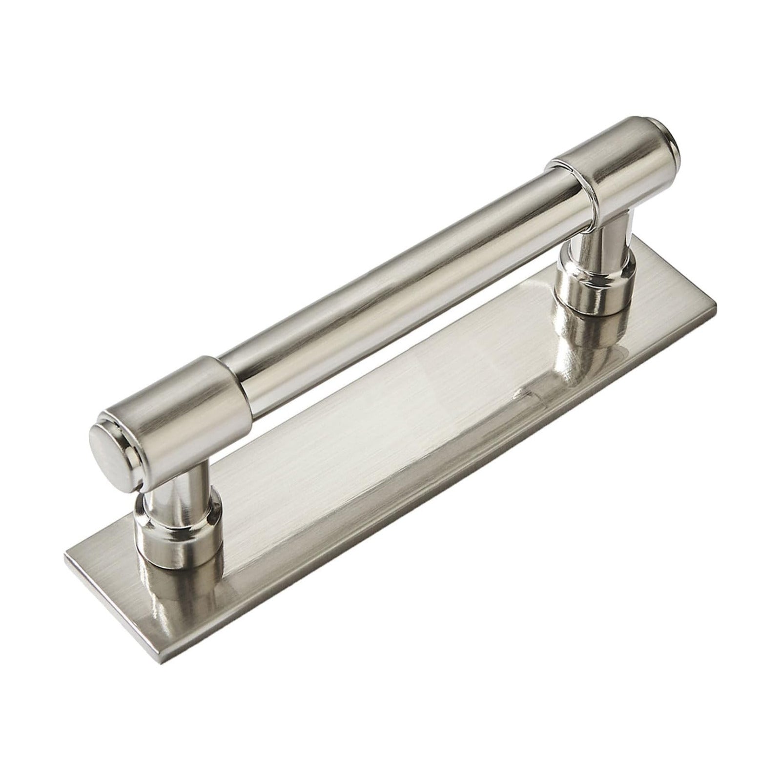 5 Pack 3 Inch(76 mm) Center to Center Brushed Satin Nickel Cabinet Pull Backplate with Base Plate Zinc Solid Kitchen
