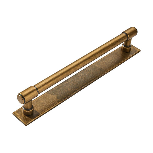 5 Pack 8 Inch(203 mm) Center to Center Antique Brass Cabinet Pull Backplate with Base Plate Zinc Solid Vintage Kitchen