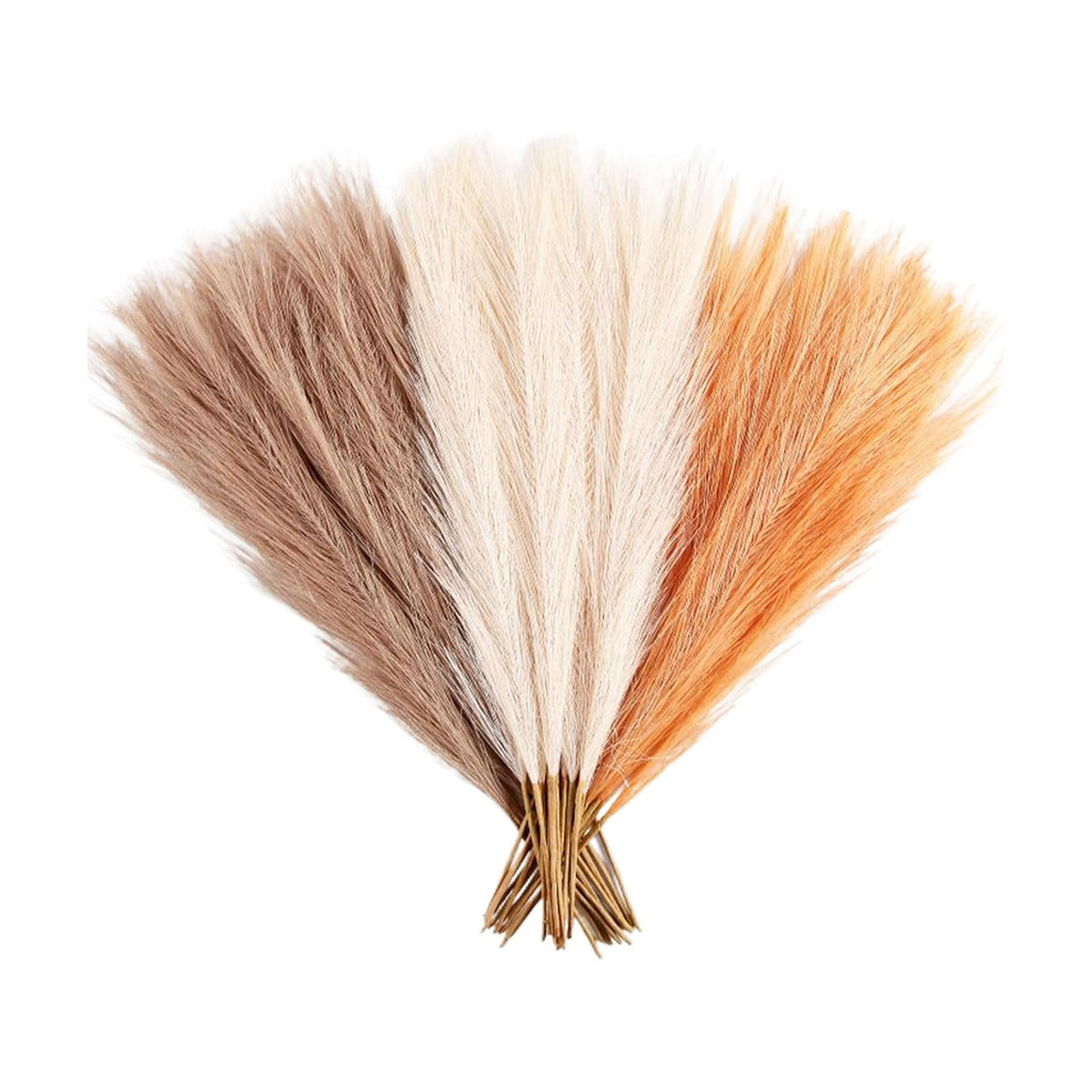 30PCS Faux Pampas Grass Brown Off White Orange17 for Vase Filler