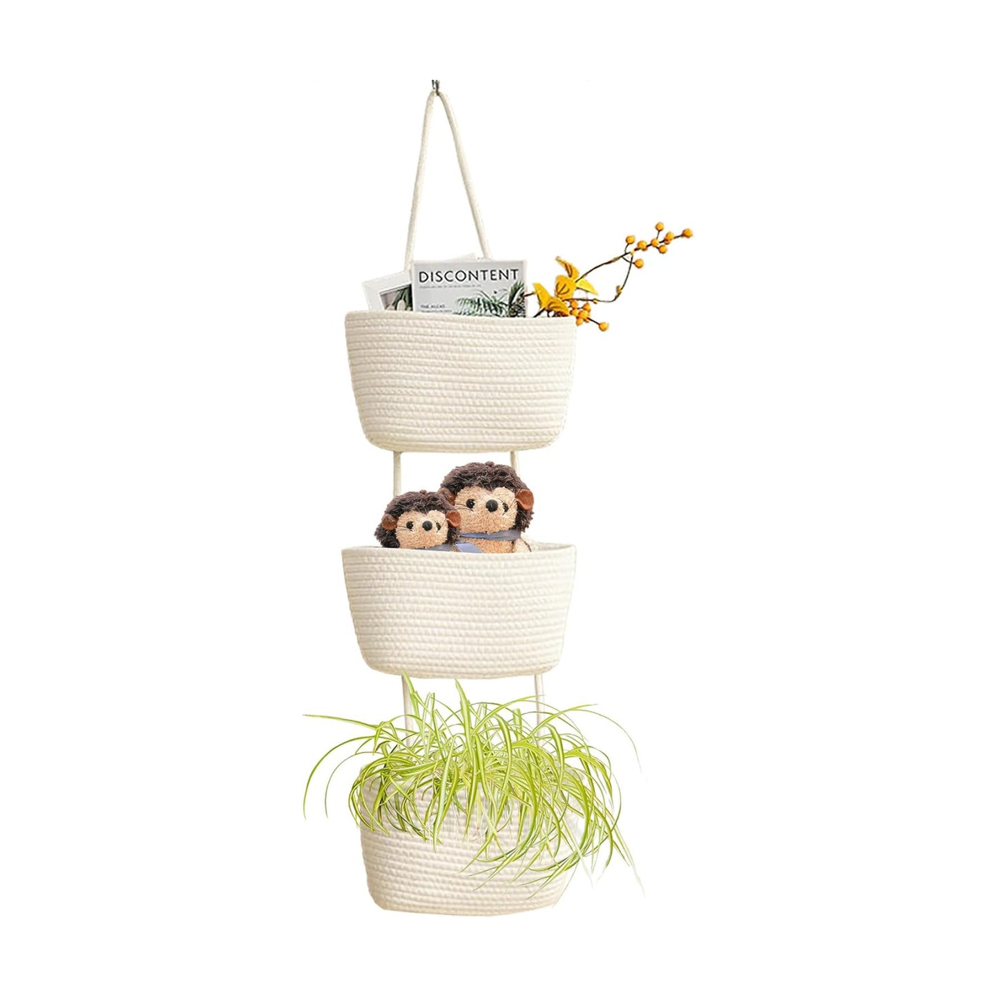 Wall Hanging Cotton Baskets / White