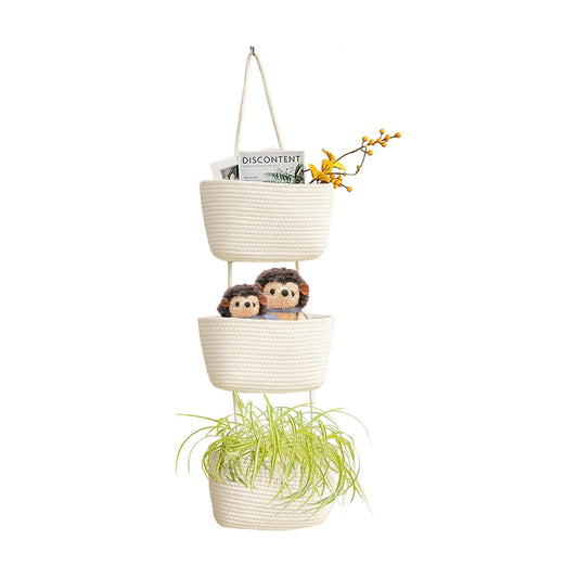 Wall Hanging Cotton Baskets / White