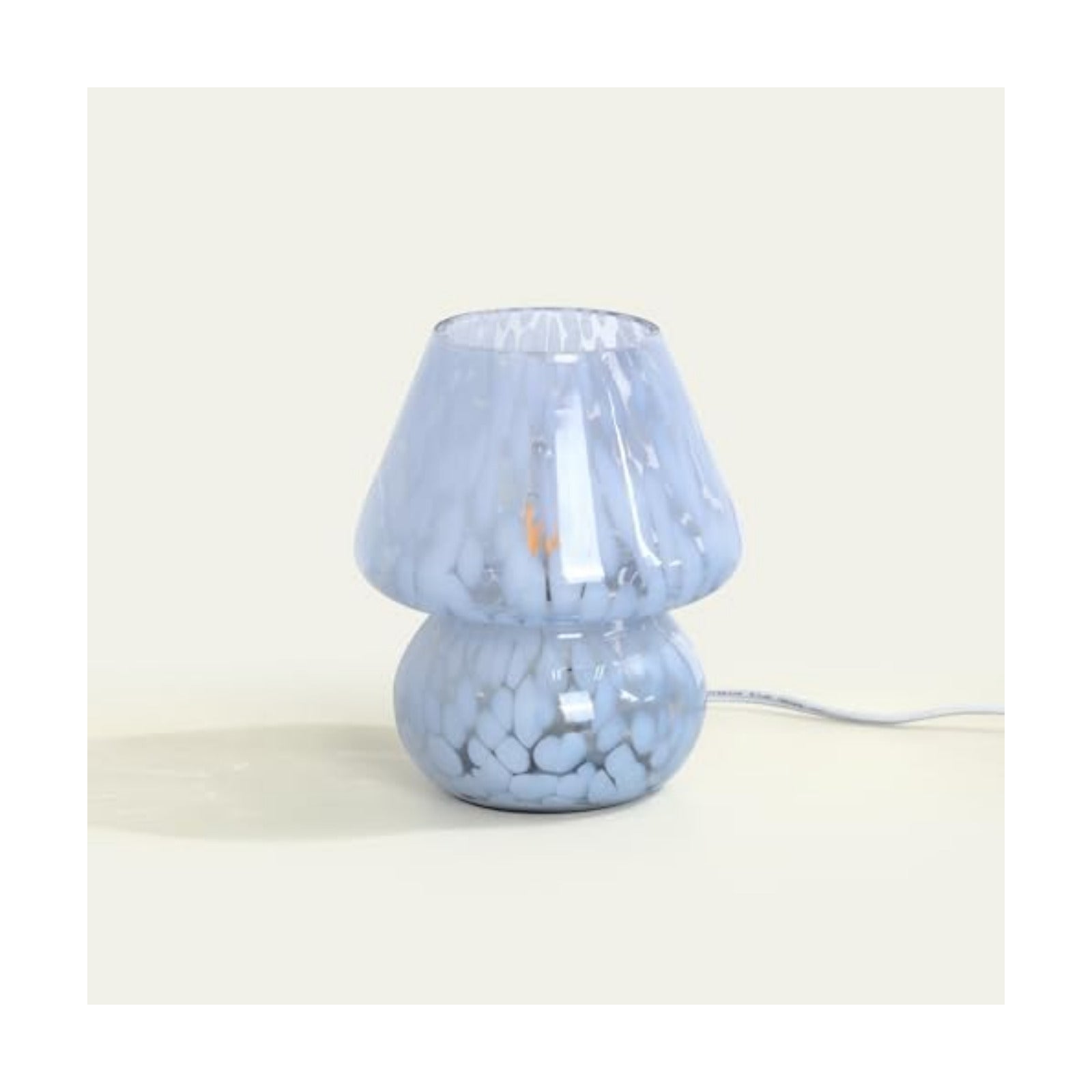 ONEWISH Mushroom Lamp Small Bedside Table Lamp-Nightstand Nightlight Dimmable Stepless, Translucent Glass Desk Lamp for