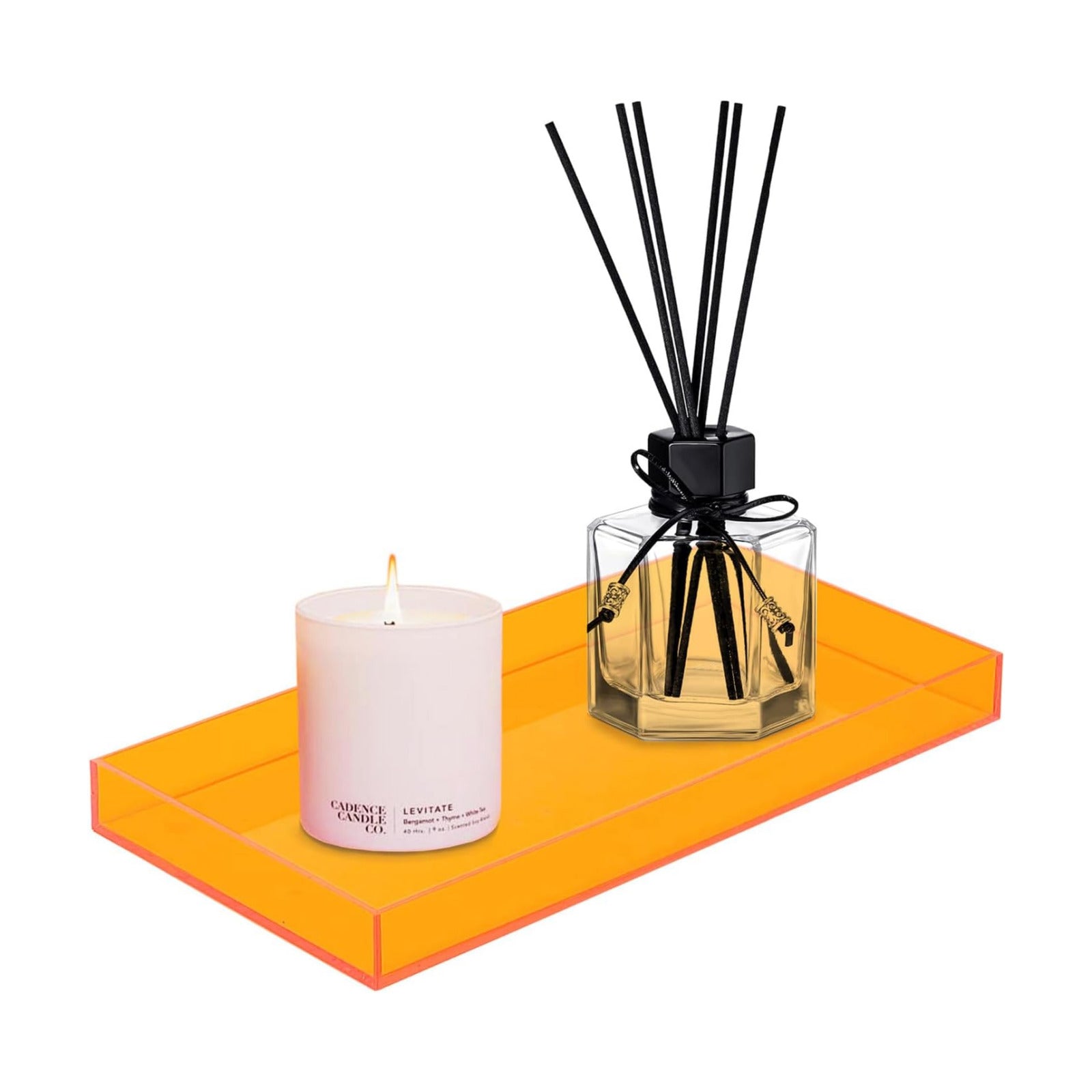 Acrylic Tray Bathroom Tray for Countertop / Orange