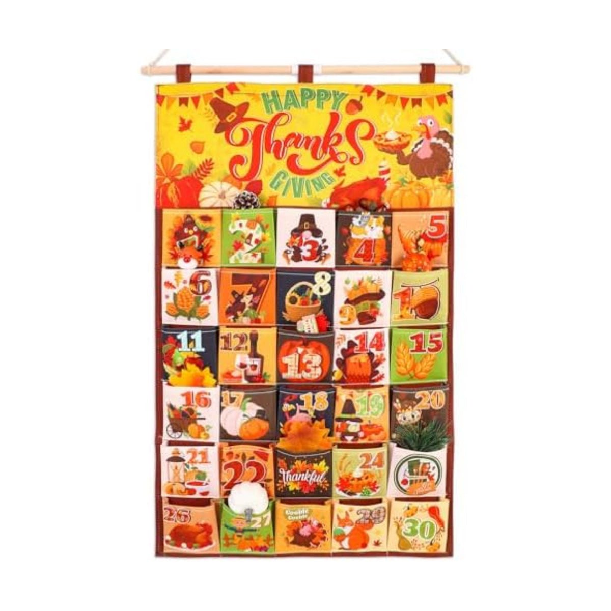 HOWAF Thanksgiving Advent Calendar(Countdown to Thanksgiving),30 Days Mystery Thanksgiving Countdown Calendar with 30 Pockets for Give Thanks Autumn Treats Fall Gifts, Thanksgiving Calendar Wall Decor