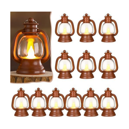 Ferraycle 12 Pcs Mini Lanterns Bulk 4 Inch Brown Lamp Table Centerpieces