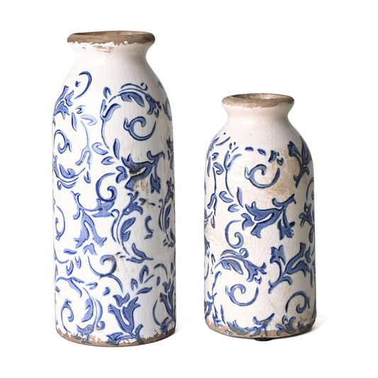 Ceramic Vases Home Decor / Blue and White / Set of 2