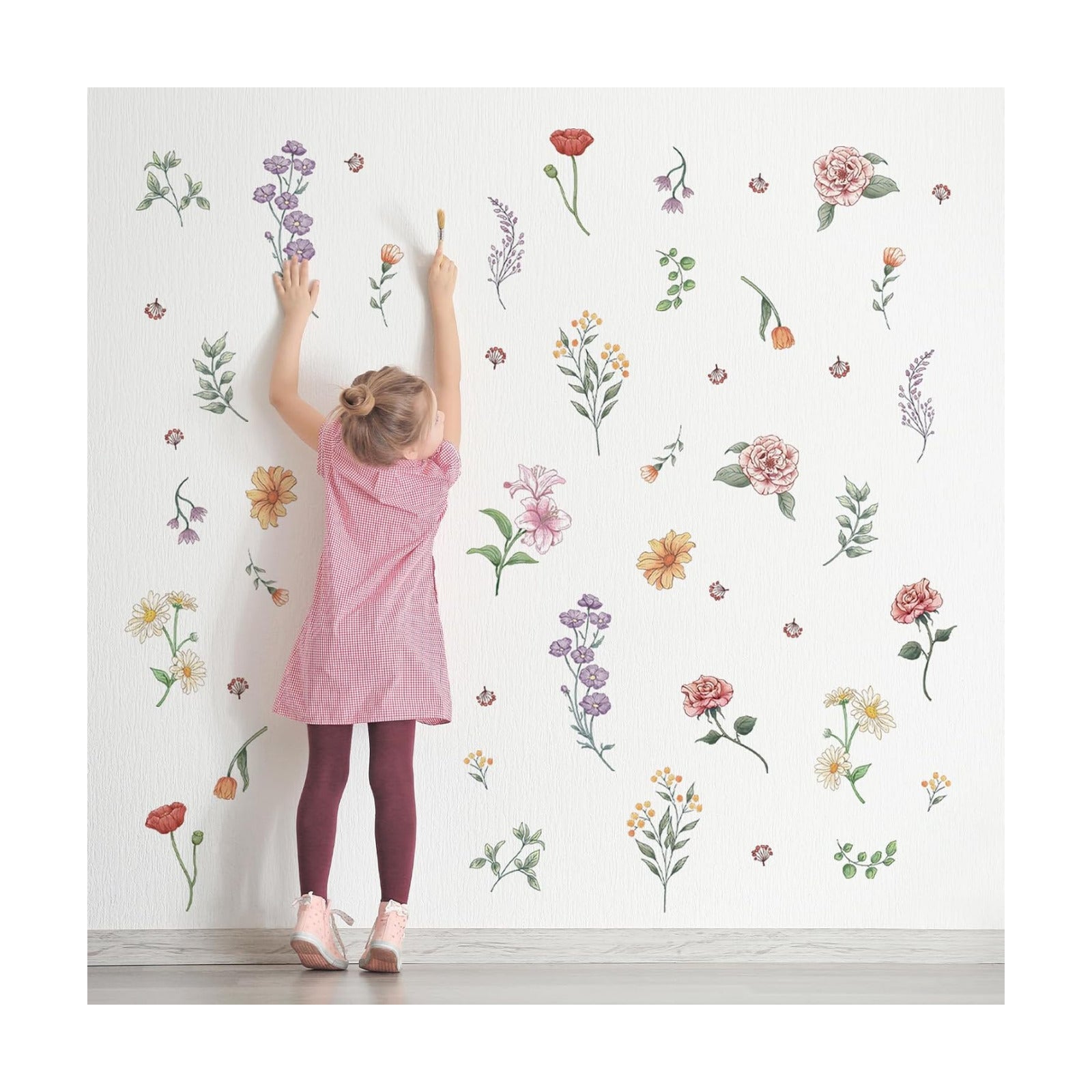 Retro Colorful Wildflower Wall Stickers / Colorful Retro