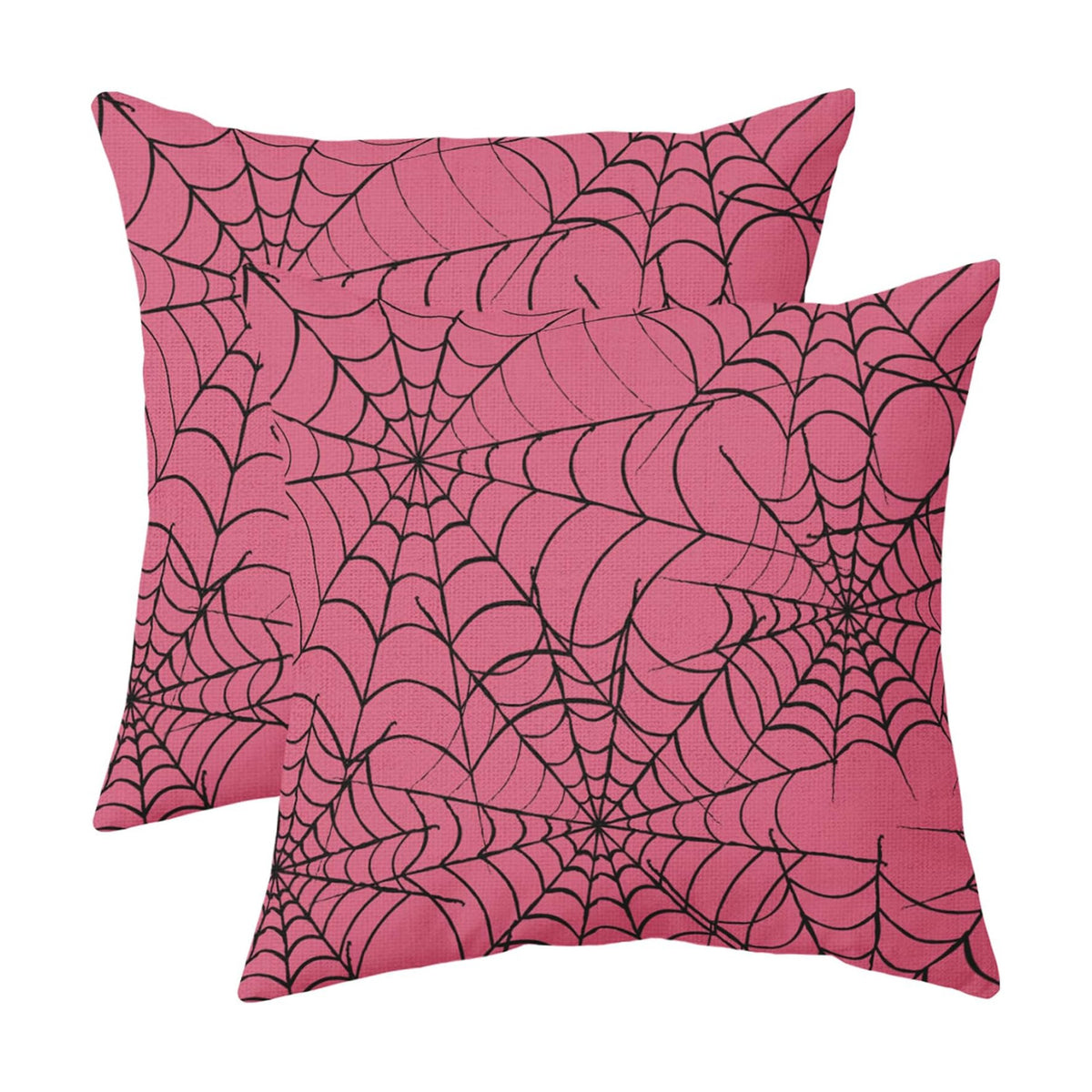 Pink Halloween Spiderweb Pillow Covers 20x20 Set of 2 Black Spider Web Outdoor Decorative Throw Pillows Halloween Scary Themed Farmhouse Pillowcases Linen Cushion Case Decor for Home Sofa Couch Bed