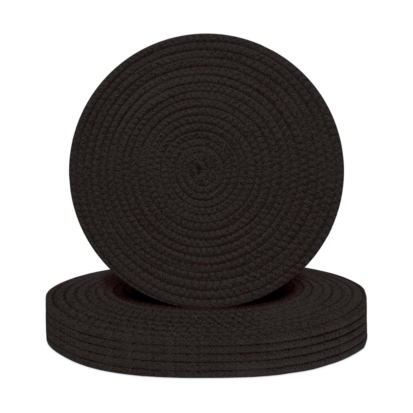 Round Placemats Set of 6, Cotton Rope Woven Table Mats, Hot Pads for Kitchen, Non Slip Heat Resistant Place Mats, 13