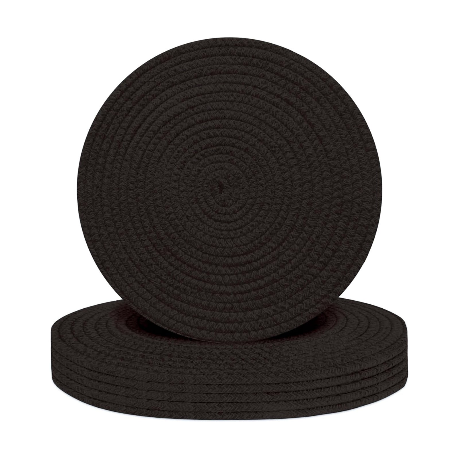 Round Placemats Set of 6, Cotton Rope Woven Table Mats, Hot Pads for Kitchen, Non Slip Heat Resistant Place Mats, 13