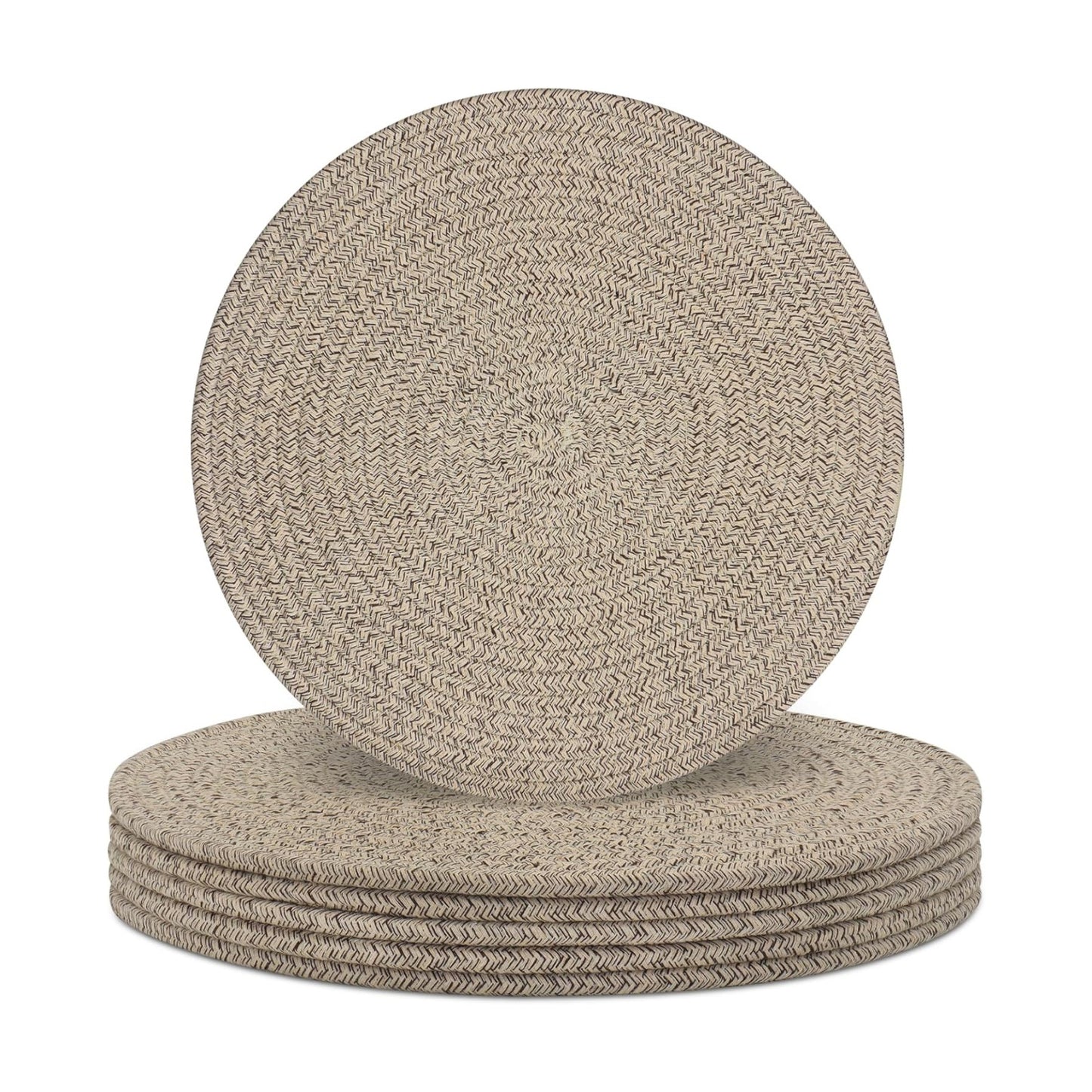 Round Placemats Set of 6, Cotton Rope Woven Table Mats, Hot Pads for Kitchen, Non Slip Heat Resistant Place Mats, 13