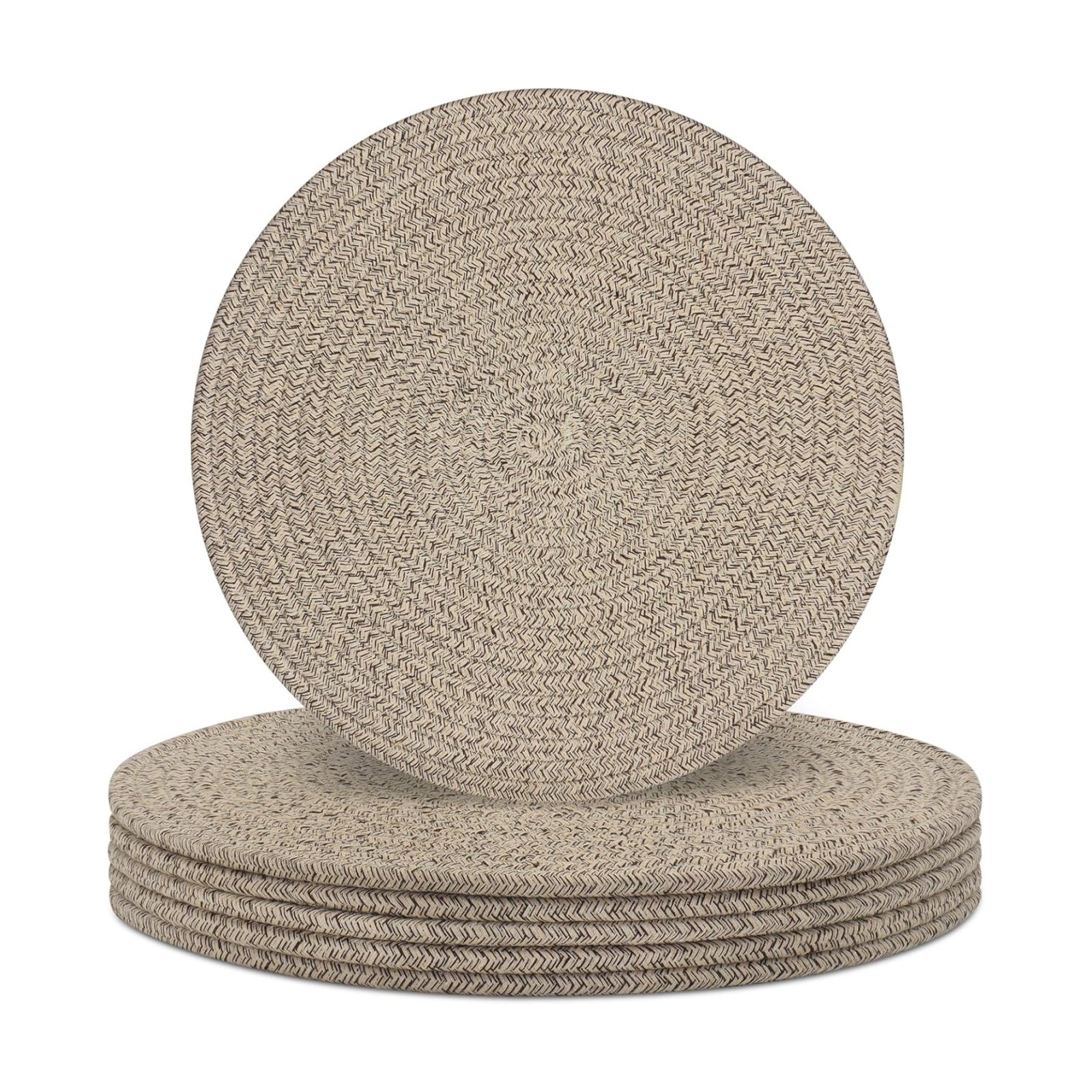 Round Placemats Set of 6, Cotton Rope Woven Table Mats, Hot Pads for Kitchen, Non Slip Heat Resistant Place Mats, 13