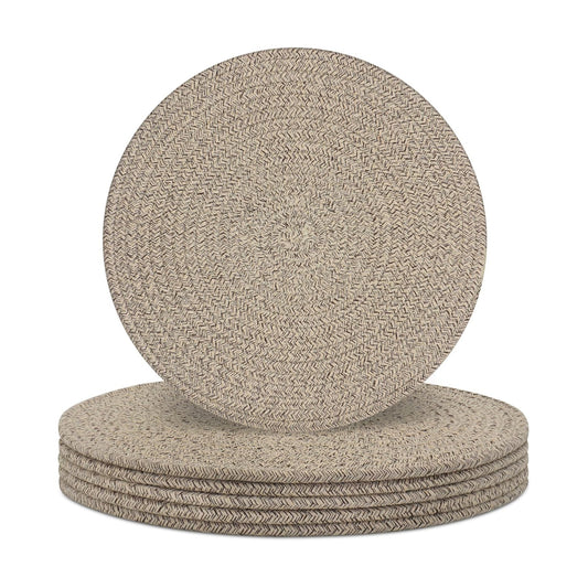 Round Placemats Set of 6, Cotton Rope Woven Table Mats, Hot Pads for Kitchen, Non Slip Heat Resistant Place Mats, 13
