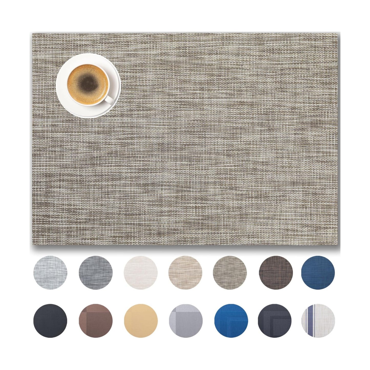 Placemats Set of 12 - Easy Clean Woven Vinyl Placemats for Dining Table, Indoor/Outdoor Place Mats, Washable PVC Table
