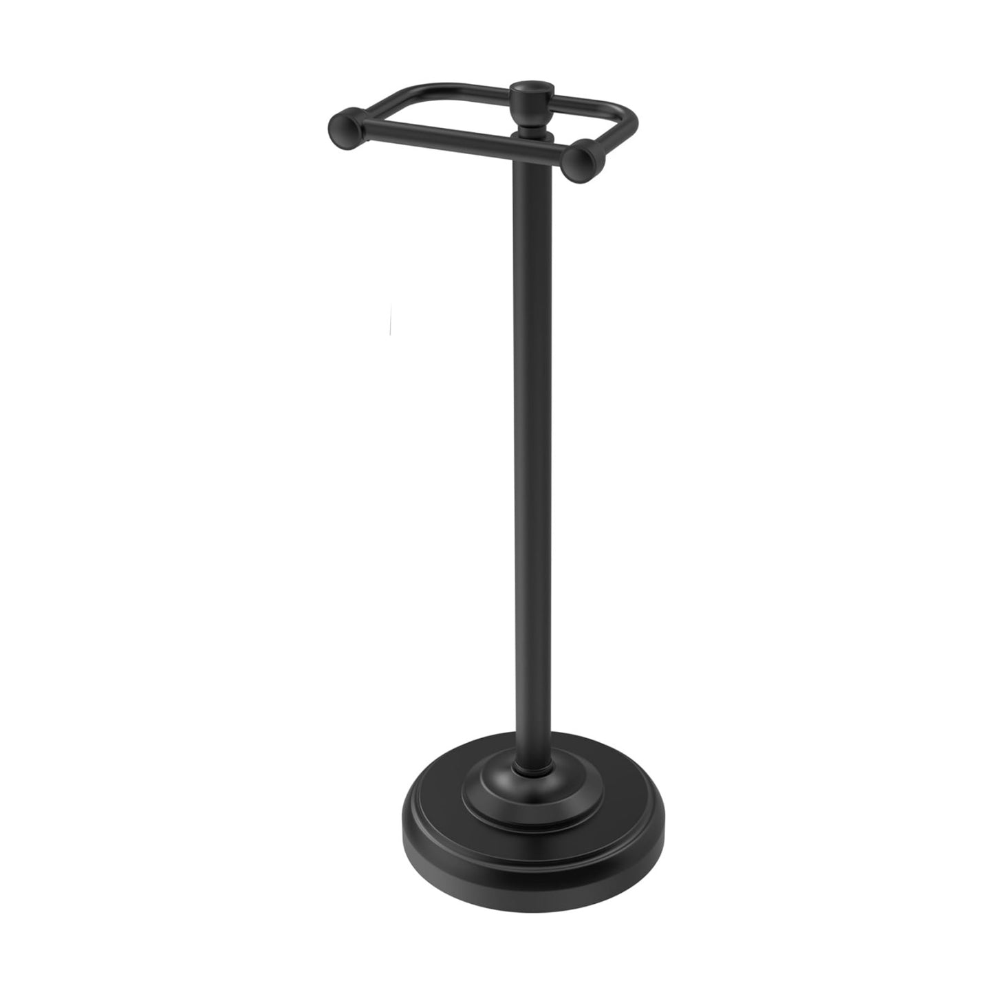 Toilet Paper Holder Stand, Matte Black Toilet Paper Holder Free Standing,Post Pivoting Design & Stable Weighted Base