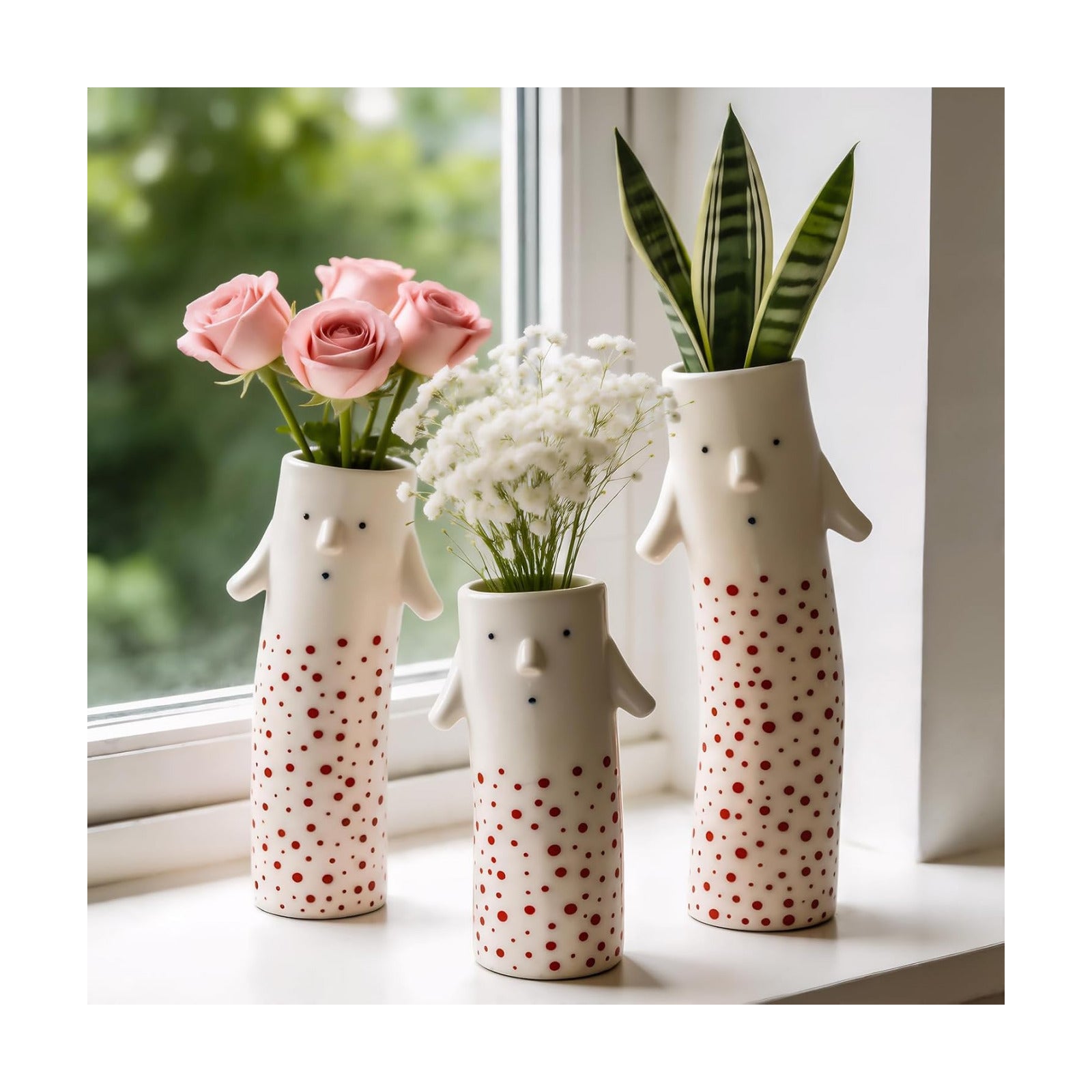 Handmade Ceramic Bud Vases for Pretty Flowers / Family Vase Red / Set of 3