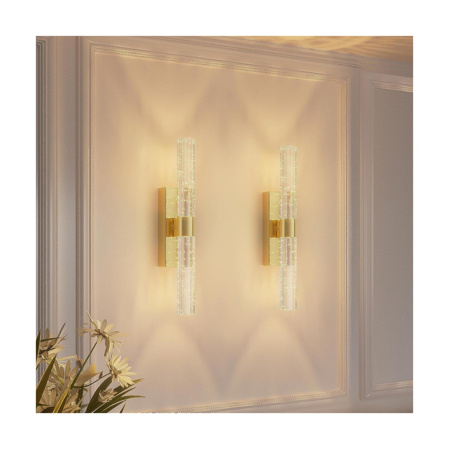 camuucci Battery Operated Wall Sconces Set of 2, Rechargeable Wall Lights | 12000mAh Long-Lasting Battery,Dimmable