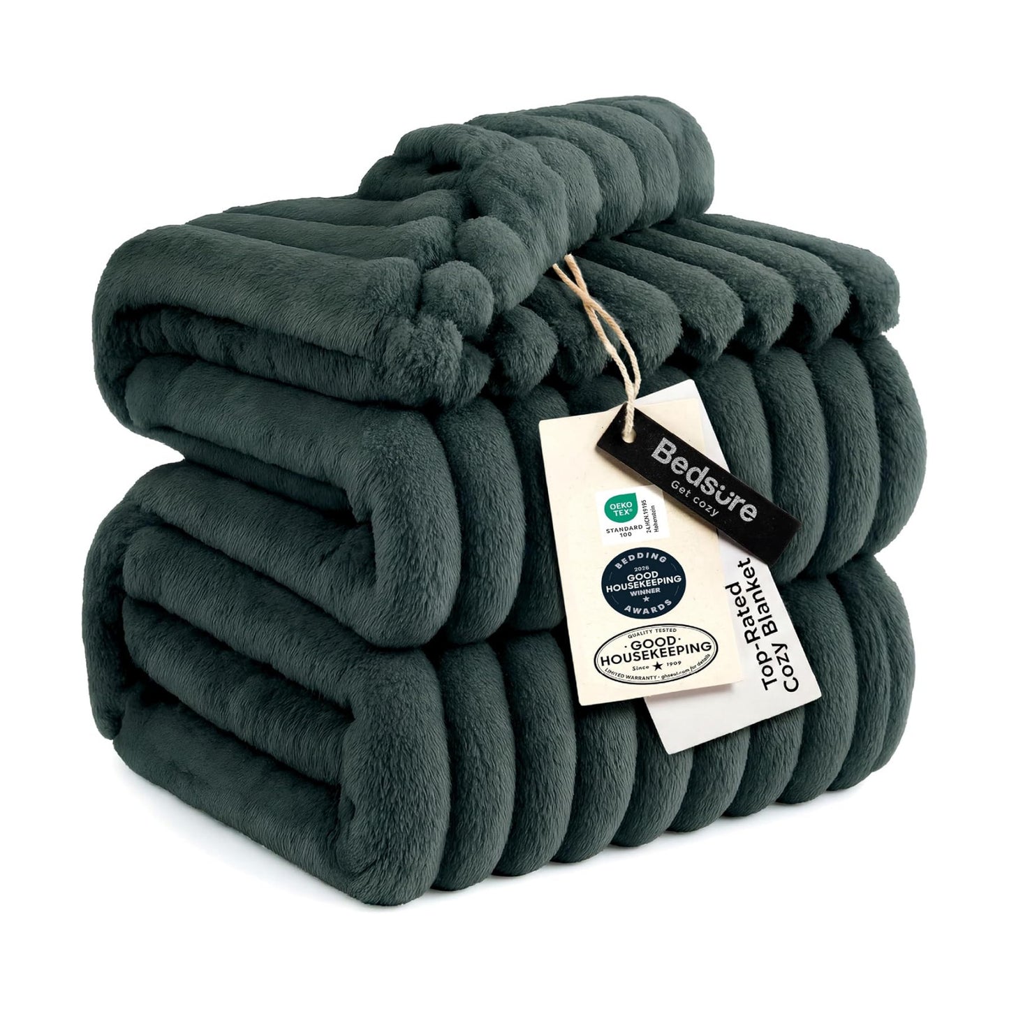 Bedsure Full Size Fleece Blankets for Bed Mallard Green 84"x90"