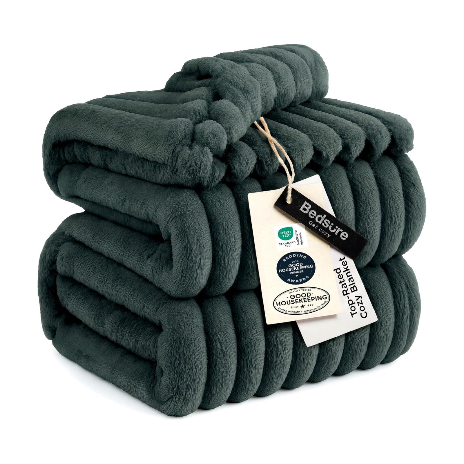 Bedsure Full Size Fleece Blankets for Bed Mallard Green 84"x90"