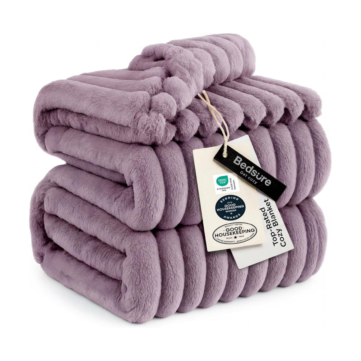 Bedsure Full Size Fleece Blankets for Bed Light Purple 84"x90"