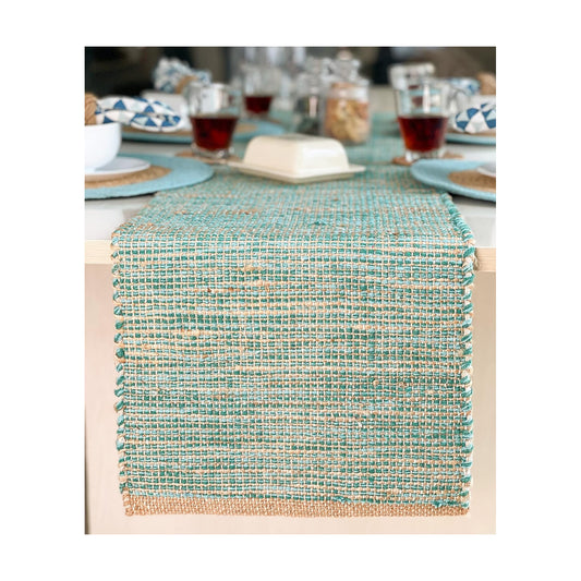 Natural Jute Table Runner 13x90 Inch – Vintage Boho Rustic Table Decor – Handwoven Table Runner in Natural Jute and