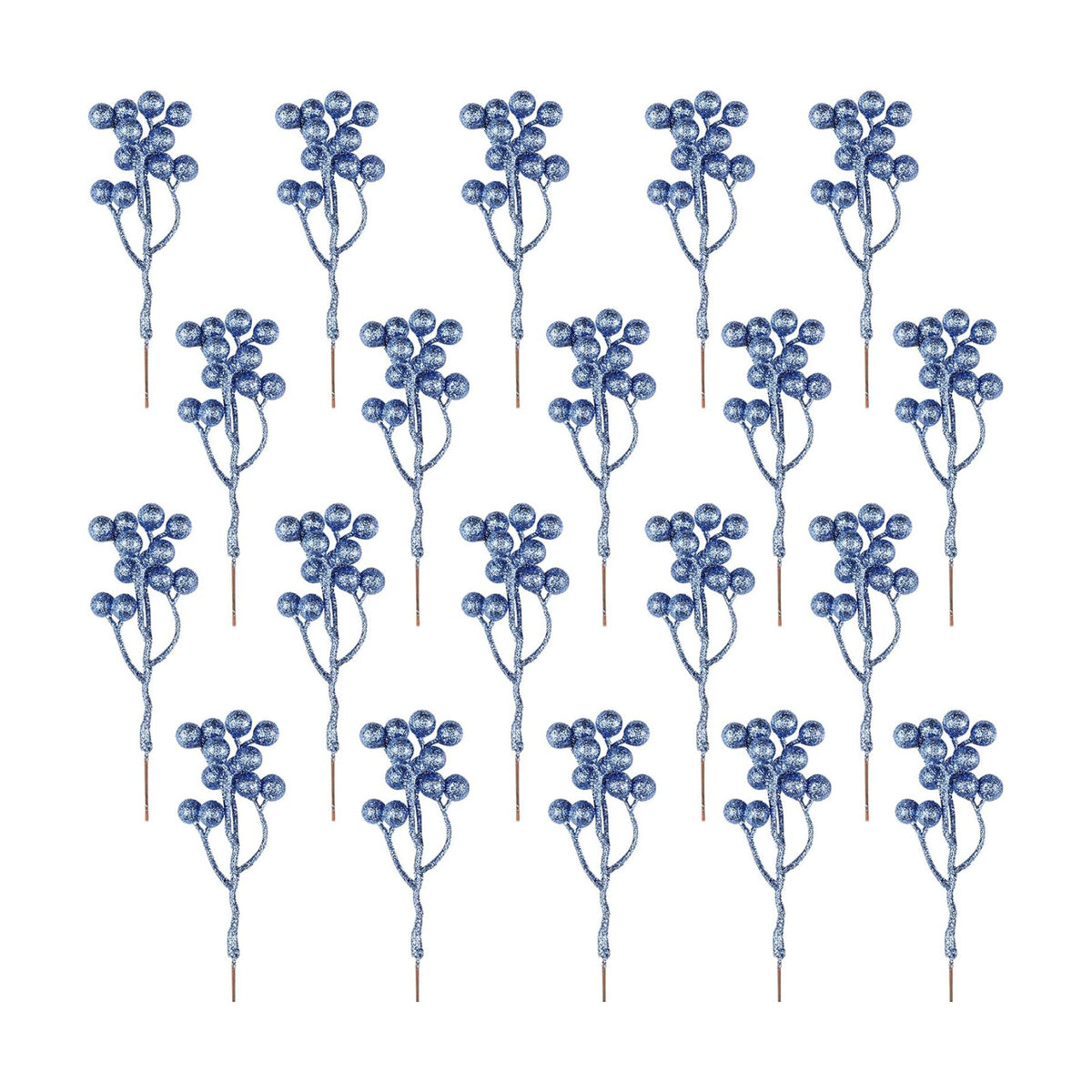 Fangoo 20 Pack 7 Inch Artificial Blue Berry Stems Christmas Blue Berries Picks Holly Berry Branches for Christmas Tree Ornaments DIY Crafts Wedding Holiday Season Winter Home Decor