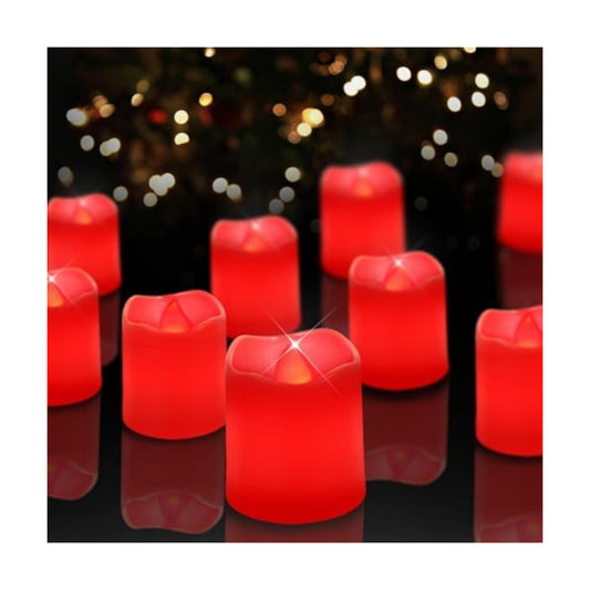 SHYMERY Flameless Votive Candles,Battery Operated LED Candle,24 Pack 200+Hour Flickering Electric Fake Candles in Red for Wedding,Table,Halloween,Festival Celebration,Christmas Decoration