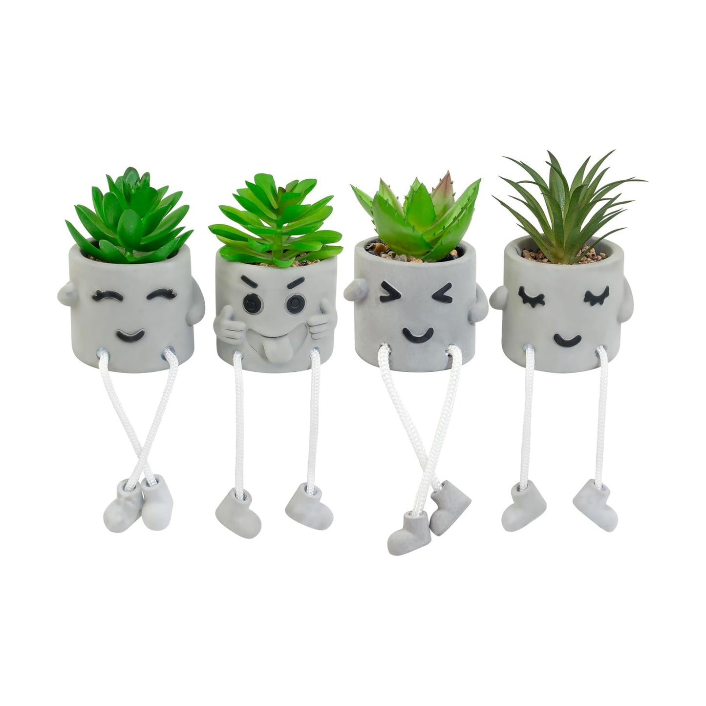 Potted Mini Fake Plants for Desk / 4small-shy-green / Set of 4