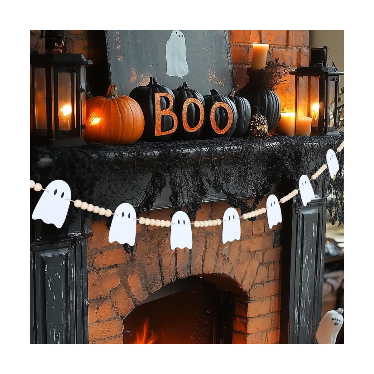 CESOF Halloween Garland Mantel Decorations, Hanging Felt Ghost Garlands