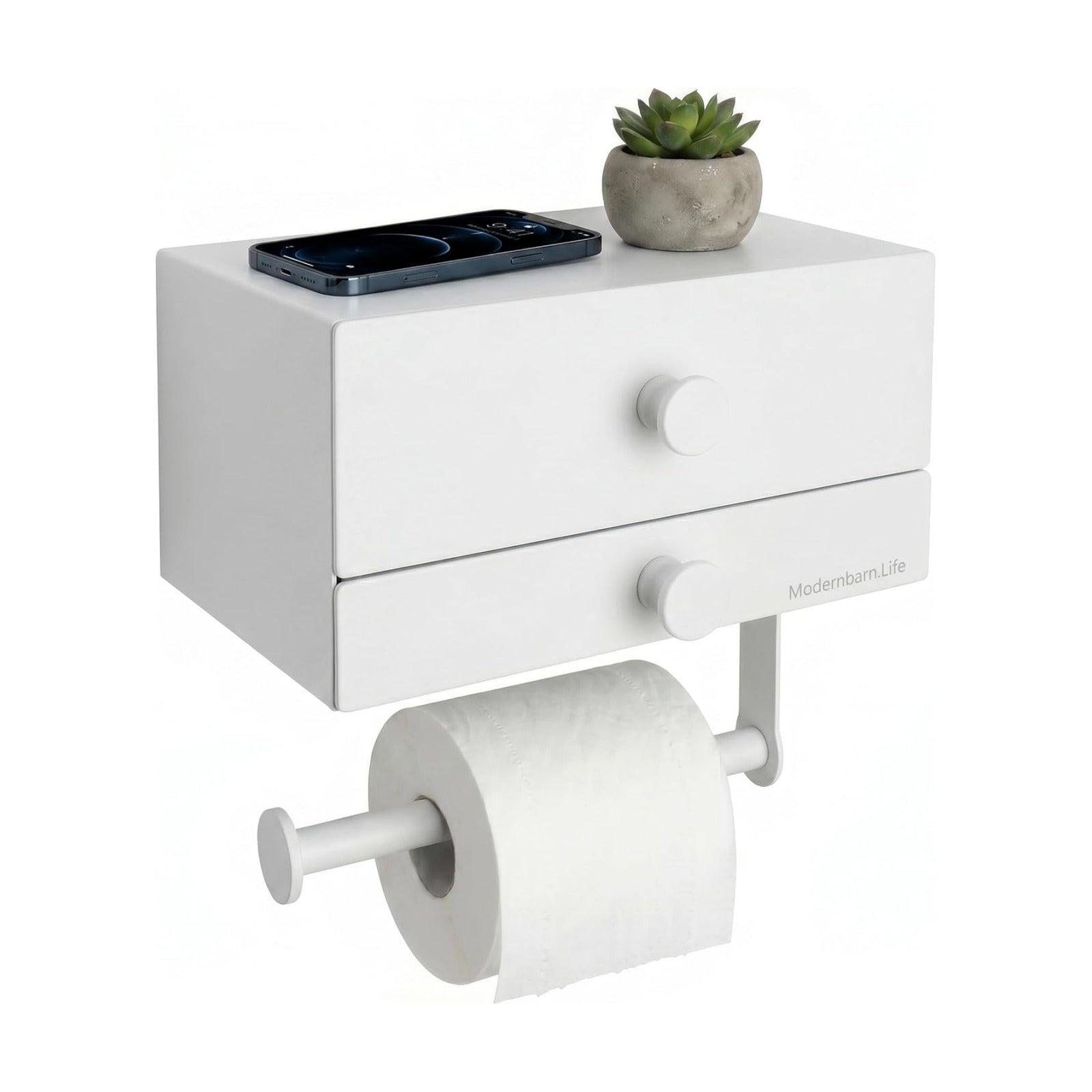 Toilet Paper Holder for Bathroom with Wipes Storage Drawers | Toilet Paper and Wipes Holder for Bathroom - Aluminum TP