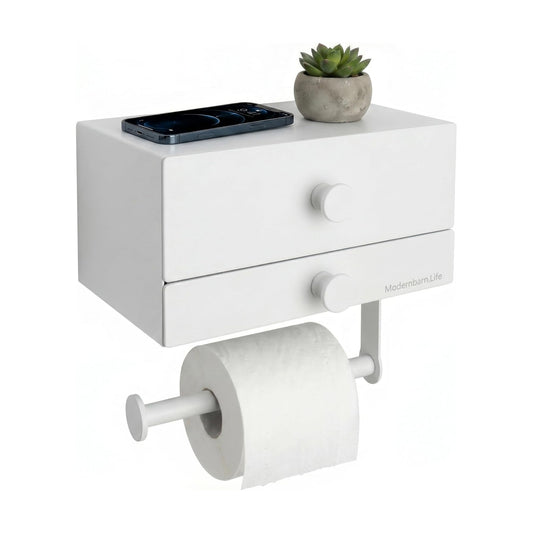 Toilet Paper Holder for Bathroom with Wipes Storage Drawers | Toilet Paper and Wipes Holder for Bathroom - Aluminum TP