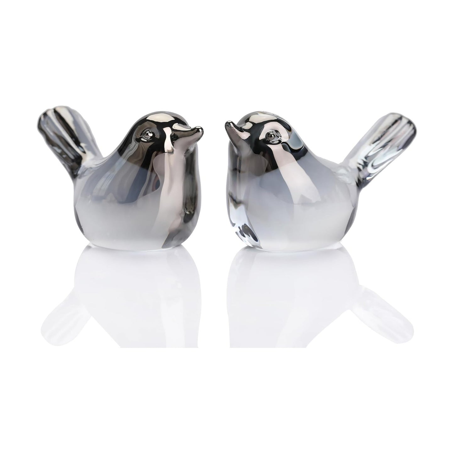 Small Bird Figurines Home Decor Glass Crystal Bird Statue Modern Style Decorative Ornaments / Silver