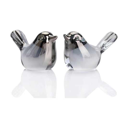 Small Bird Figurines Home Decor Glass Crystal Bird Statue Modern Style Decorative Ornaments / Silver